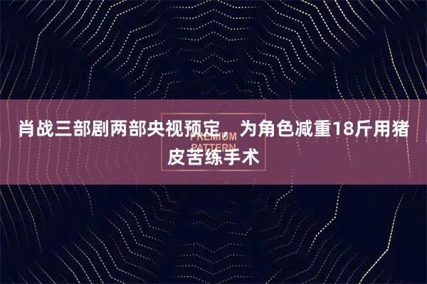 肖战三部剧两部央视预定,为角色减重18斤用猪皮苦练手术