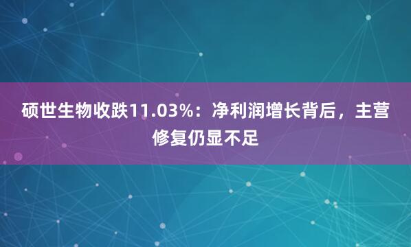硕世生物收跌11.03%：净利润增长背后，主营修复仍显不足